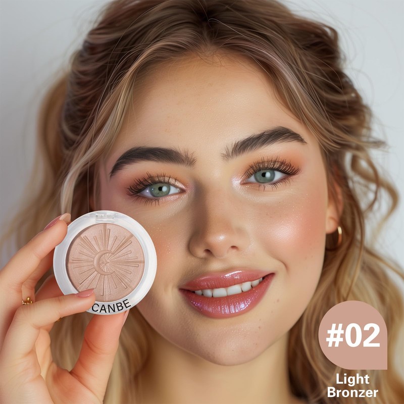 UCANBE Glow Bronzer, Long-Lasting Baked Shimmer Bronzing Powder - 02