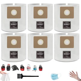 6 Pack 90667 Vacuum Bags Compatible with Shop-Vac 1-1.5 Gallon Wet/Dry Vacuum - Type A Filter Bags for Models 2021000, 2030100, QAS60 - Replaces 9066700, 9066733