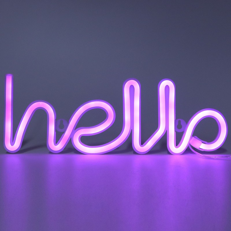 LED Neon Sign Hello Letters Neon Light Wall Decor for