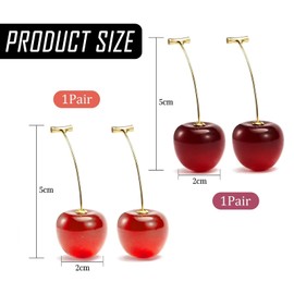 2 Pairs of Cherry Fruit Earrings, Women's Earrings Red, Red Cherry, Drops, 3D Fruit Dangle Earrings, Cute, Sweet Frutta, Fruit Cherry, Funny Cherry Fruit Ear Studs, for Women and Girls, Carnival, does
