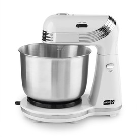 Dash Stand Mixer (Electric Mixer for Everyday Use): 6 Speed Stand Mixer with 3 qt Stainless Steel Mixing Bowl, Dough Hooks & Mixer Beaters for Frosting, Meringues & More - White