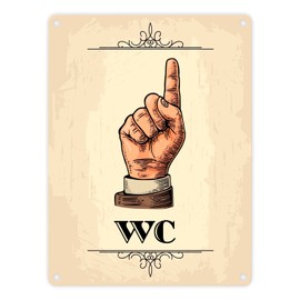 Vintage Toilet Sign Direction Sign Passage in Beige