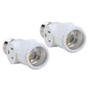 2Pcs 3 Prong Light Socket Adapter Plug White E26 Light