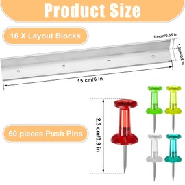 6 Inch Layout Block System for Stained Glass Panels with Mix Color Push Pins Stain Glass Tools and Supplies Panel Layout Stained Glass Making Tools (10 Pieces)