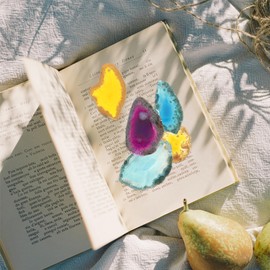 IMIKEYA Pack of 15 Natural Agate Slices with Drilled Holes Perforated DIY Accessories Agate Pendant Agate Slices for Jewellery Making Windbell