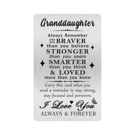Alotozo Granddaughter Gifts from Grandparents - Granddaughter Valentines Day Gifts - Cheer Up Granddaughter Card - Granddaughter Metal Wallet Cards