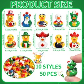 Kanmeii 50PCS Soccer Mini Resin Ducks 10 Style Sports Theme Collectible Little Football Figures for Office Desk Shelf Decor Soccer Party Favors and Gifts for Sports Fans