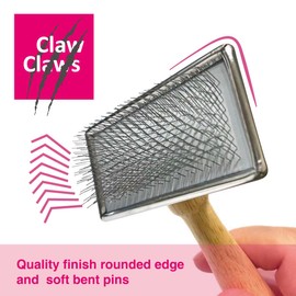 Claw Claws Pet Slicker Brush for Large Dogs, Wooden Handle, Gently Remove Tangled and Mats Hair, Pet Grooming Brush Tool, Sheepskin Wool Carders (3.85")