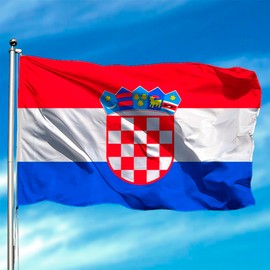 Croatia Flag 90 cm x 150 cm, Large Flag with Pole Loop and Laces for Fastening, Lightweight Flag, Flag for Sports, Football, Buildings (Croatia 2pcs)