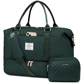LOVEVOOK Women's Large Travel Bag with Shoe Compartment and Wet Compartment, dark green, vacation