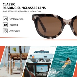 zooxsky 2 Pack Reading Sunglasses for Women Classic Reader Sunglasses Outdoor Full Lenses Magnifying Sun Readers UV Protection（BK+DT 1.50）