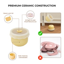 Firgi Baby Food Ceramic Containers Baby Food Storage Containers for Infants and Toddlers Jars Microwave Oven Safe Reusable Containers with Lids (Taupe Brown)