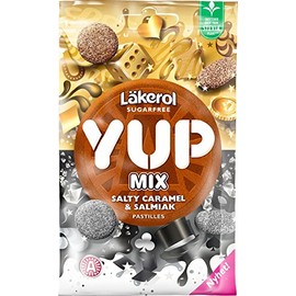 3 Bags x 30g of Läkerol Yup Mix - Salty Caramel & Salmiak - Original - Swedish - Sugar Free - Pastilles - Lozenges - Dragees - Drops - Candies - Sweets with Stevia