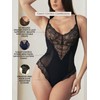 Pinsy Shapewear Smoothing Lace Bodysuit, Black, Large