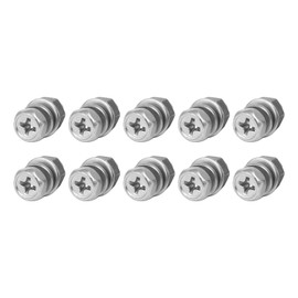 METALLIXITY Hex Bolts Hex Bolts Nuts M5x12mm Set of 10 304 Stainless Steel with Full Bolt Nut Flat Washers & Lock Washers for Furniture Repair Silver Tone