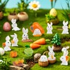 Wlicon 16 PCS Mini Easter Bunny Figurines Mini Resin Rabbits