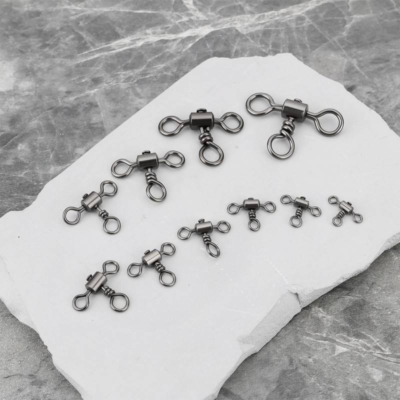 Briny River 50pcs 3 Way Fishing Tackle Swivels 1# 2#