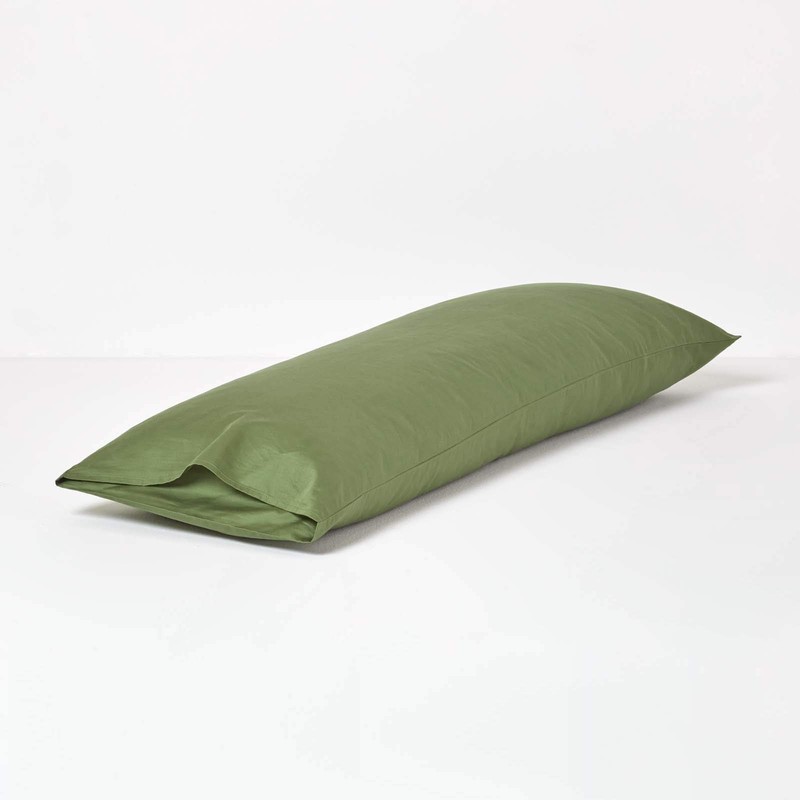HOMESCAPES Organic Pillowcase 50 x 140 cm Moss Green 100%