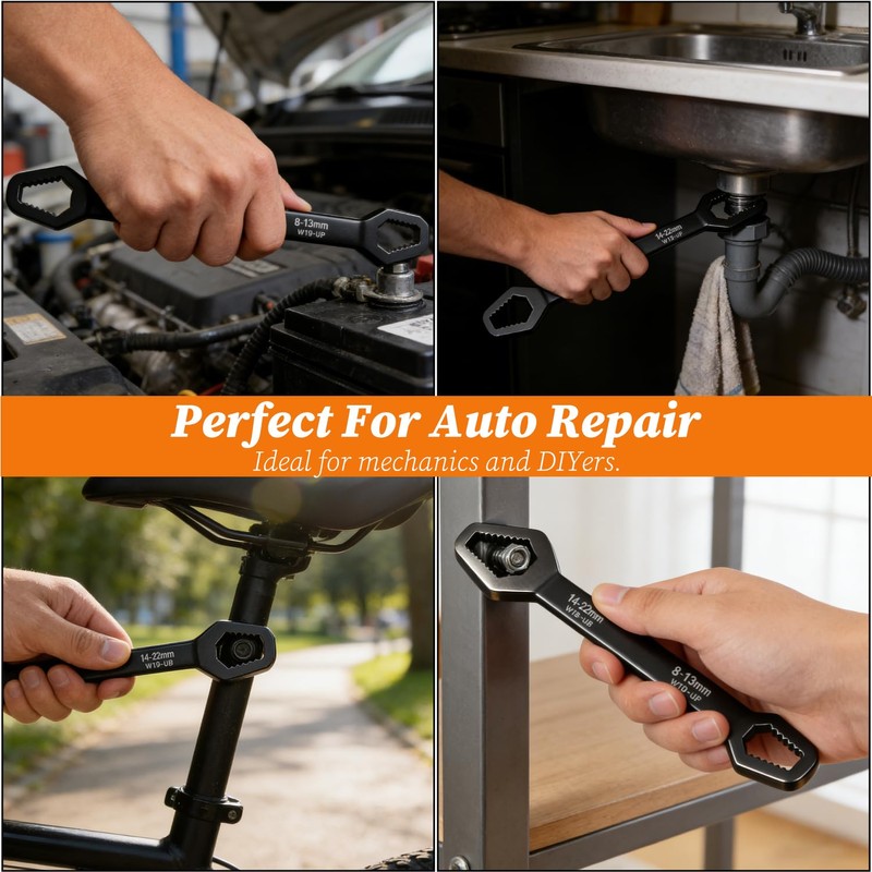 2Pcs Universal Self Adjusting Wrench 8–22mm Dual-Ended Self-Tightening Multifunctional Sink