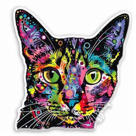 Generic Multicolored Funky Cat Vibrant Colors Artistic Vinyl Bumper Decal Sticker for Windows, Cars, SUVs, Bikes, Laptops, Notebooks etc Waterproof 5 inches, Manz74
