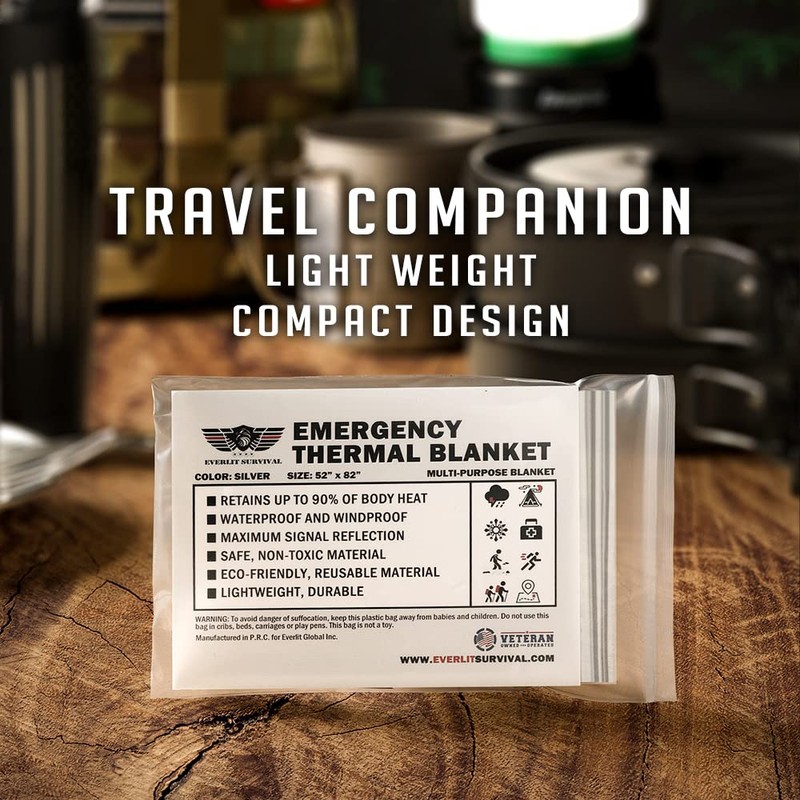 EVERLIT Survival Emergency Mylar Thermal Blankets -Space Blanket Survival kit