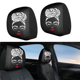 YHAPW 2PCS Headrest Covers for Cars, Soft Elastic Fabric Car Headrest Cover for Protect, Dust-Proof Detachable Head Rest Cover for Cars, Truck, Sedan or Van