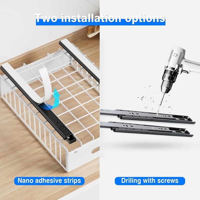 MUSTORN 2 Pack Pull Out Cabinet Organizer, Slide Out Cabinet