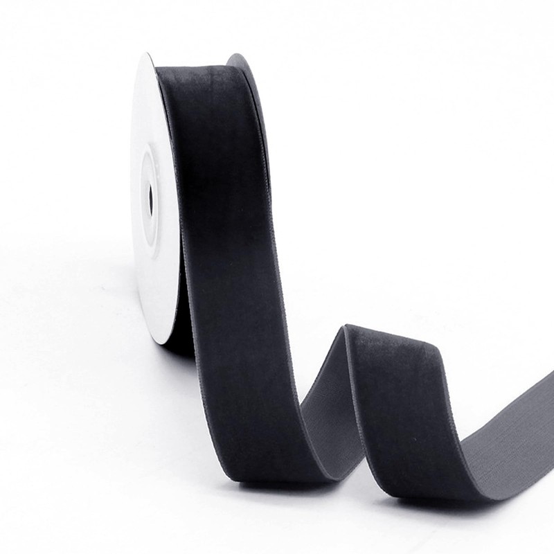 2.5cm Black Velvet Ribbon, 10 Yards Single Sided Vintage Velvet