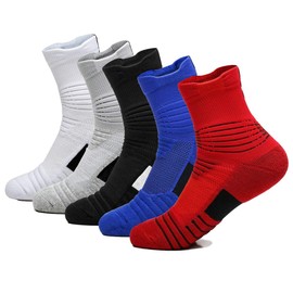 Yoknatt Elite Basketball Socks Calf High Cushion Thick Hiking Baseball Socks Athletic Crew Socks for Men Women Boys