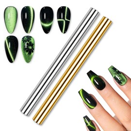 WOKOTO 2Pcs Silver And Gold Big Cylinder Nail Magnet For Cat Eye Nails Designs Magnet Pens Nail Art Tools Ombre Gradient Design Nail Art Cat Eye Magnet Sticks For Women Nails Cat Eye Polish Magnets