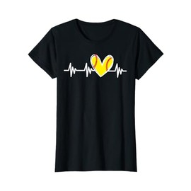 Softball Heartbeat Love Heart for Women Teen Girls Tween T-Shirt