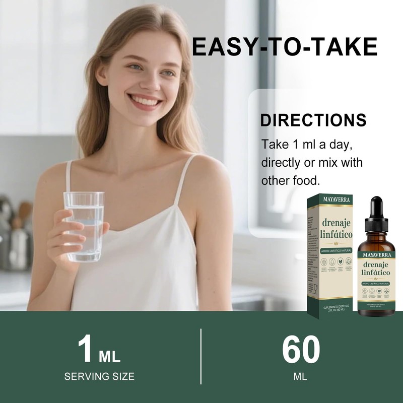 Mayaverra Lymphatic Support Drops, Drenaje Linfático Herbal Liquid Extract with