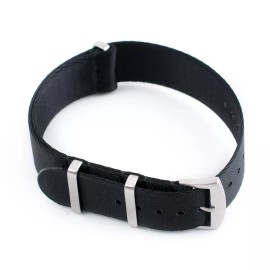 StrapHabit Seat Belt Pass Through Military Style Watch Straps - 20mm, Black