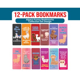 Creanoso Alpaca Funny Bookmarks (2-Sets X 6 Cards) – Daily Inspirational Card Set – Interesting Book Page Clippers – Great Gifts for Adults and Professionals
