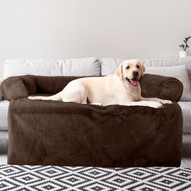 Petmaker Dog Bed for Medium Pets - Plush Couch Covers for Dogs and Cats - Dog Bed with Removable Washable Cover - Puppy Essentials (Brown)