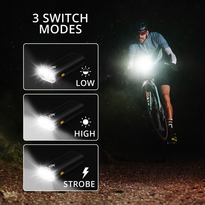 NYOM Bike Light Set, USB-C Charging 4800 mAh Super Bright