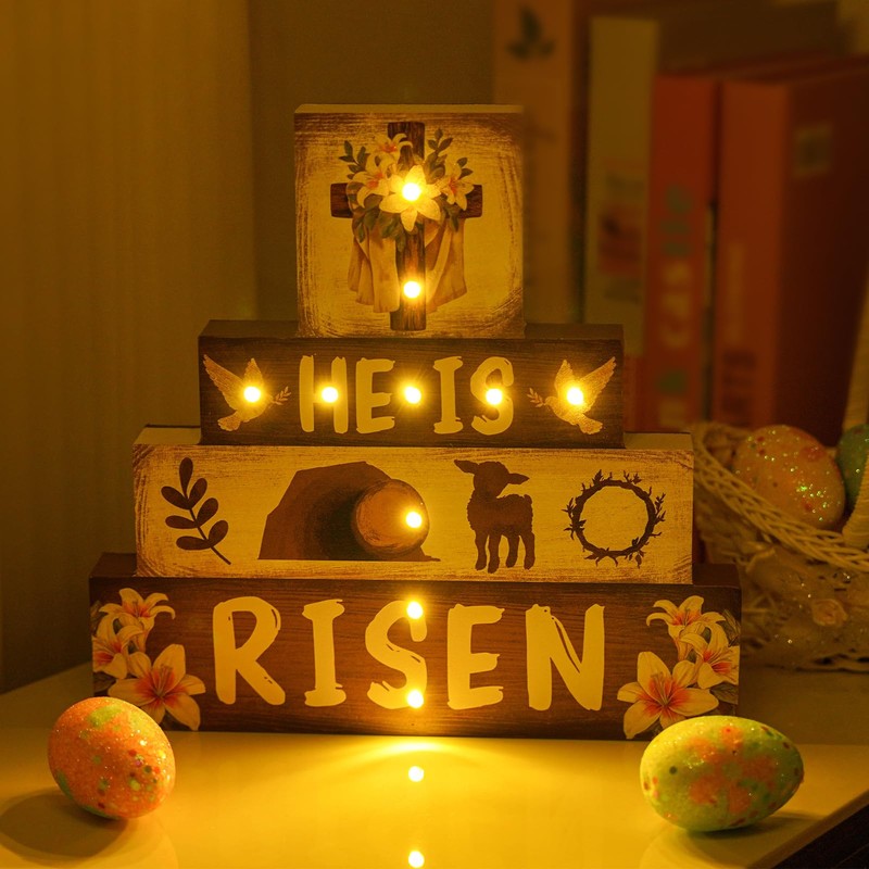 Religious Easter Decorations Indoor - Led Cross Christian Decor He