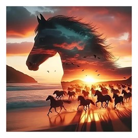 Horse Diamond Painting Kits for Adults, Diamond Art Kits for Adults, DIY 5D Diamond Painting Kits for Beginners Home Wall Decor 12x16inch