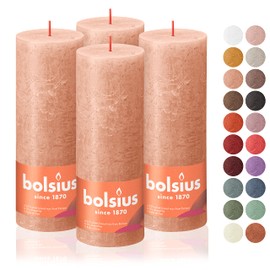 BOLSIUS 4 Pack Caramel Rustic Pillar Candles - 2.75 X 7.5 Inches - Premium European Quality - Includes Natural Plant-Based Wax - Unscented Dripless Smokeless 85 Hour Party and Wedding Candles