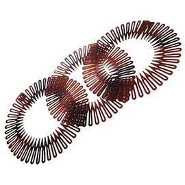 Topkids Accessories Flexi Comb Flexiband Headband - Set of 3 - Anti Snap, Durable Spider Hair Band Grip Circle Headbands Zigzag Headband Stretch Hair Comb (Brown)