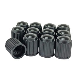 KEX Pack of 12 Black Valve Stem Caps for Schrader Type Valve Stems on Automotive, Truck, Trailer, Bicycle and Other Applications