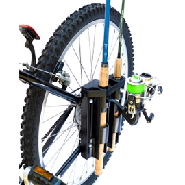 Fishing Rod Holder For Bike, Very Easy Mounting to Bike, Secures 2 Rods for Bicycle Fishing