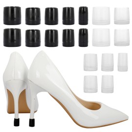Dcoteh 10 Pairs Transparent High Heel Protectors - Non-Slip Anti-Noise Heel Caps for Grass, Gravel, Wetlands & Outdoor Events - 5 Size Tip Covers for Stilettos