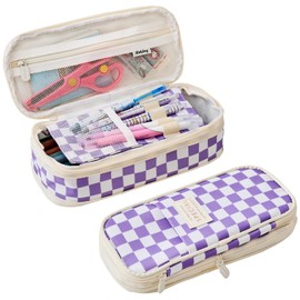 Big Capacity Pencil Pen Case, Pencil Pouch with Sticky Note and 4 Compartments Large Multifunctional Stationery Organizer for Girls Boys, Office Makeup Bag Portable Pen Bag for Students Women Men