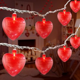 Oviejo 8.5Ft Red Heart String Lights, Valentine Party Decorations Lights with 10 Red Heart, Connectable Romantic Fairy Lights for Wedding Indoor Party Valentine's Day Mother's Day Decor