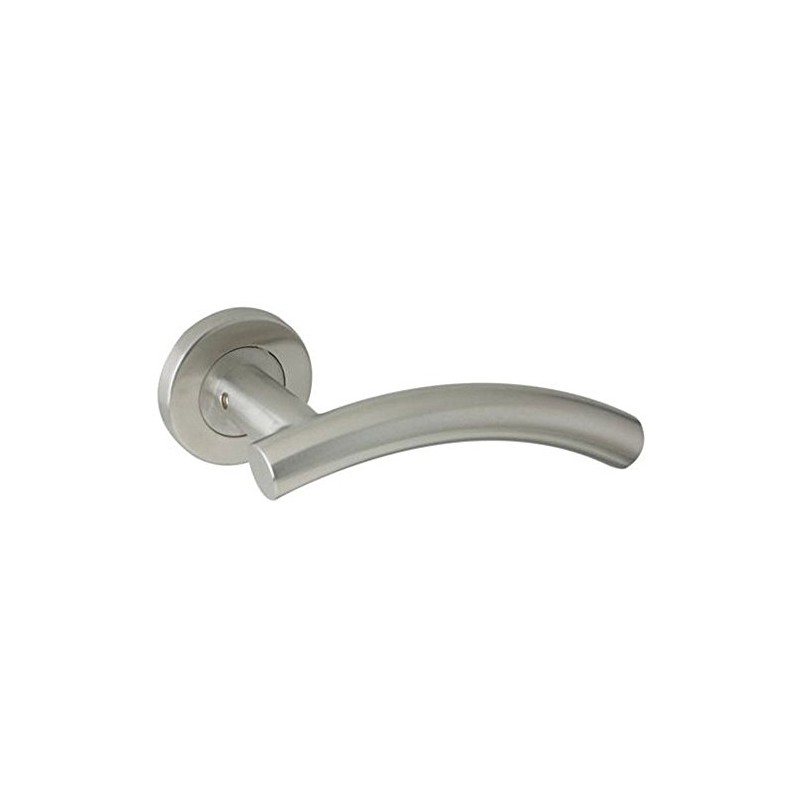 Arched T Bar Lever On Rose, Satin Stainless Steel