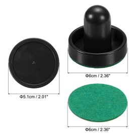 PATIKIL 60mm Air Hockey Pushers and Air Hockey Pucks, Handles Paddles Replacement Accessory for Table Game(2 Pushers with Pads, 4 Pucks)