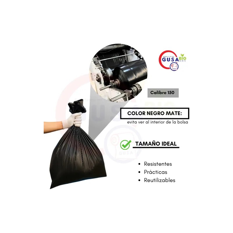 1 Kg Bolsa Negra Para Basura Ecológica 60x90