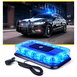 LUMENIX 12" Rooftop Strobe Beacon Light 72 LED Magnetic Emergency Flashing Warning Caution Mini Lights Bar for Security Police Vehicles Trucks Patrol Cars Volunteer Firefighters Patent Design - Blue