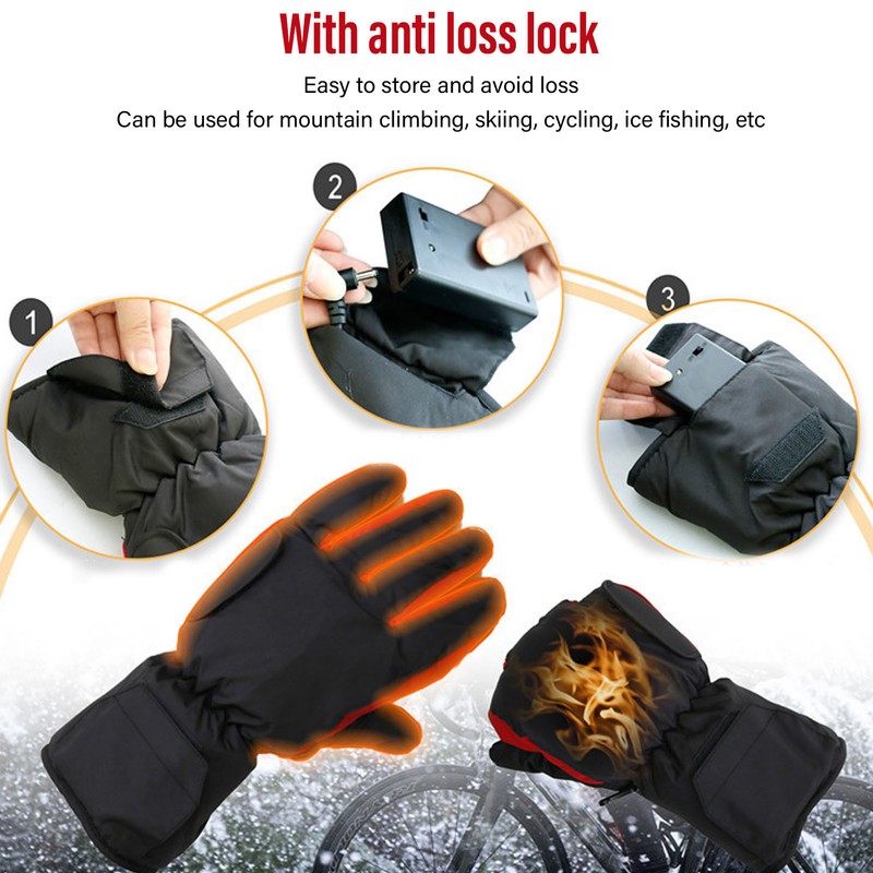Electric Heated Gloves Polyester Waterproof Battery Powered Winter Heated Gloves